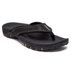 NWOT HOBIBEAR MEN FLIP FLOP THONG SANDAL INDOOR OUTDOOR ARCH SUPPORT BLACK SZ 8